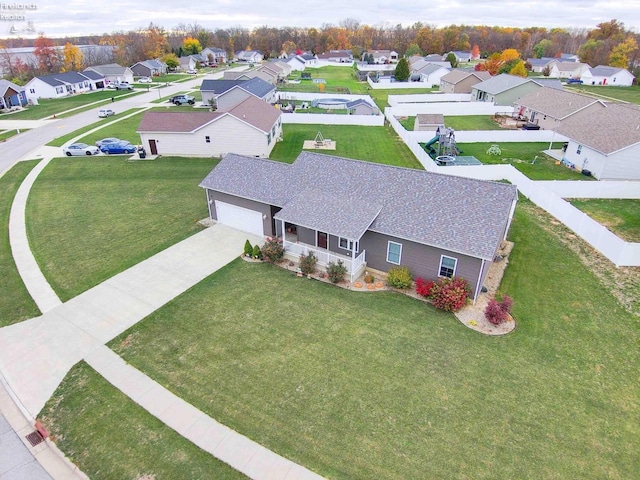 drone / aerial view featuring a residential view