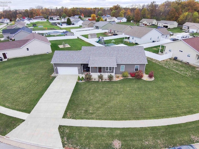 aerial view featuring a residential view