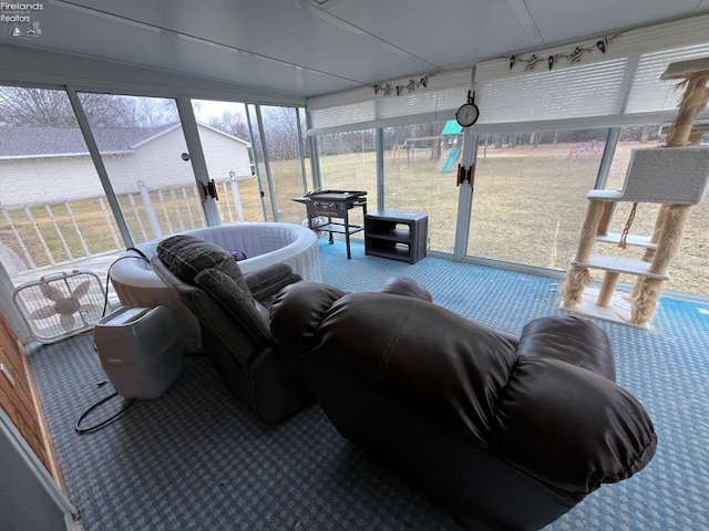 sunroom with rail lighting