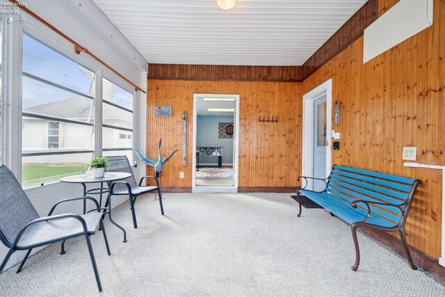 living area with carpet floors