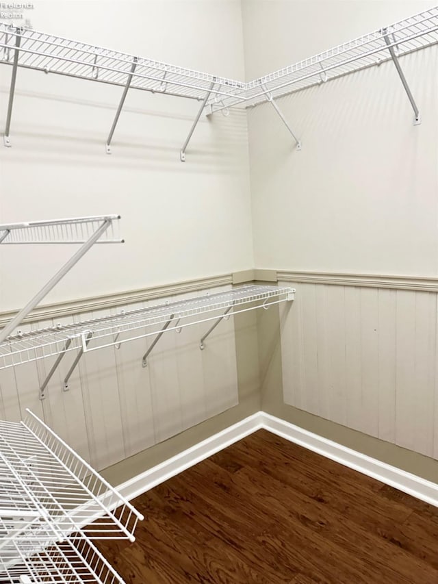 spacious closet with wood finished floors