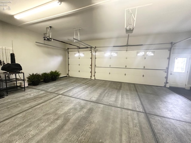 garage with a garage door opener