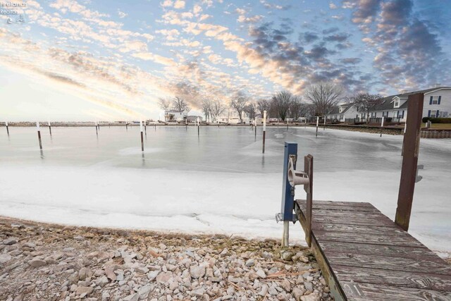 view of dock with a residential view