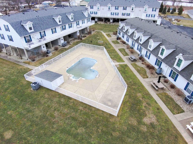 bird's eye view with a residential view