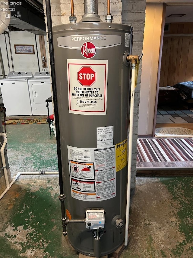 utility room with gas water heater