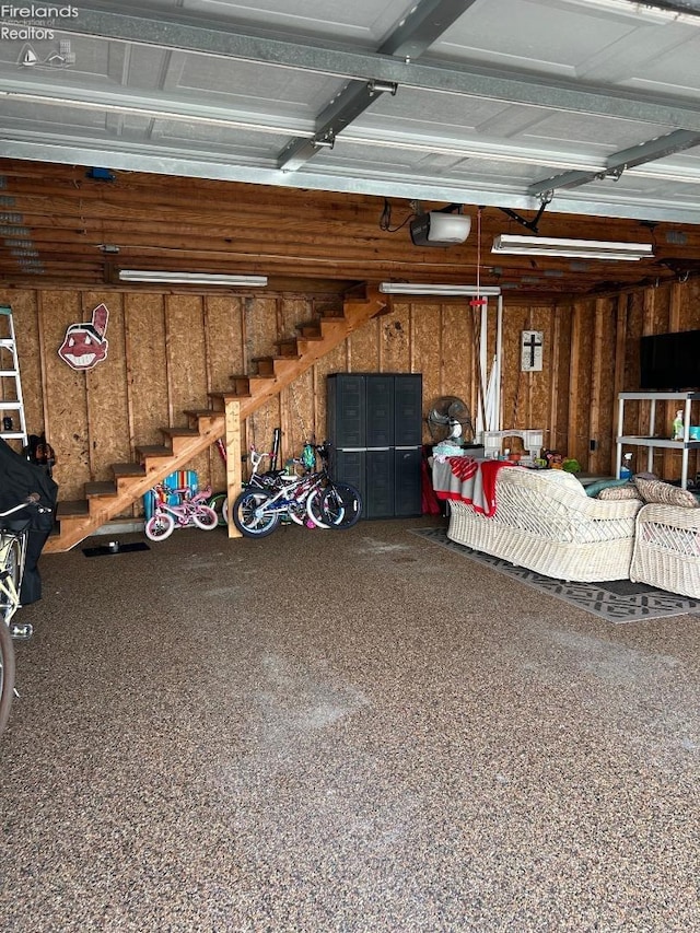 garage with a garage door opener