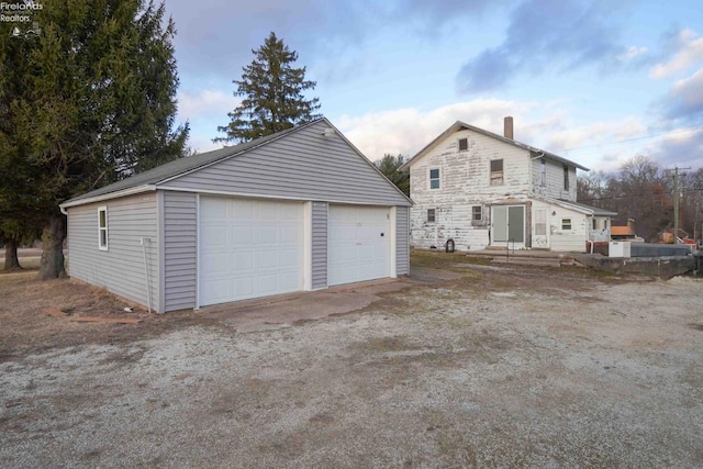 view of detached garage