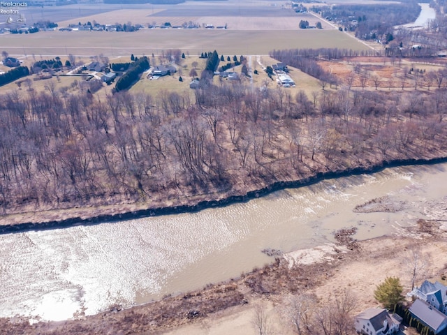 birds eye view of property featuring a rural view