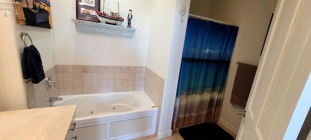 full bathroom featuring a whirlpool tub