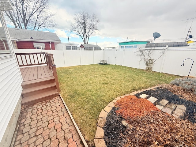 view of yard with a fenced backyard