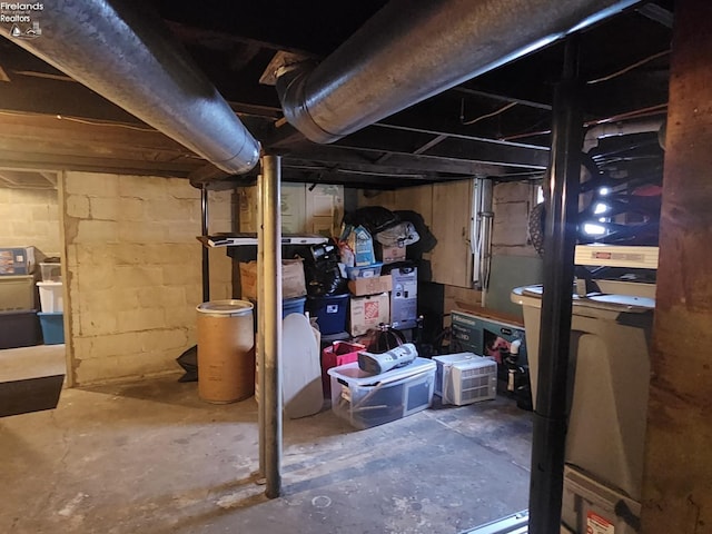 view of unfinished basement