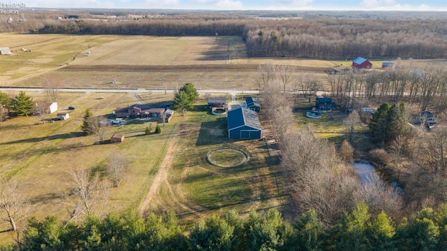 bird's eye view with a rural view
