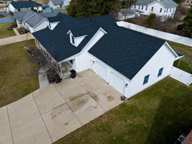 bird's eye view featuring a residential view