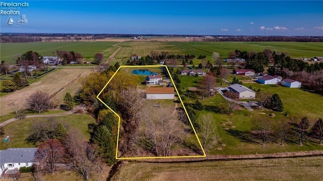 aerial view with a rural view
