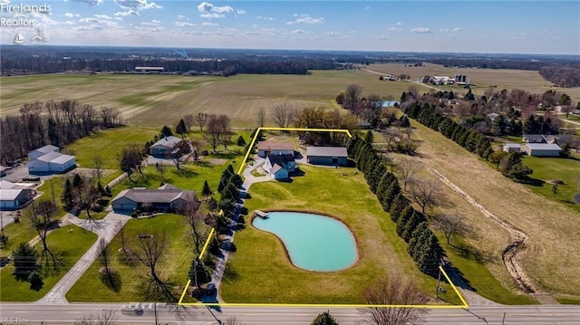 bird's eye view with a rural view