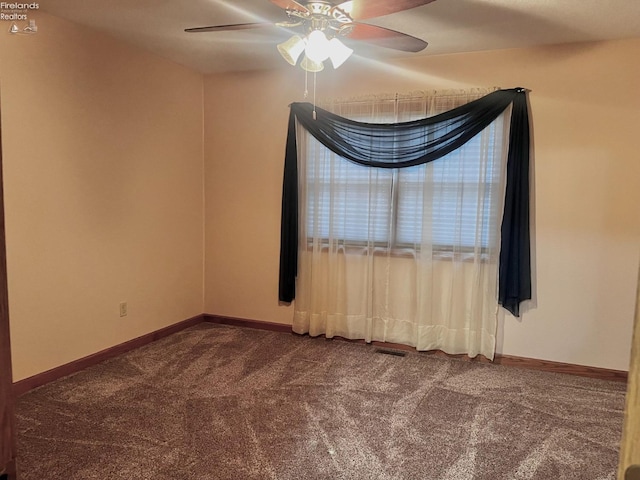 6276 County Road 33, Helena, OH 43435 - unfurnished room featuring visible vents, baseboards, a ceiling fan, and carpet