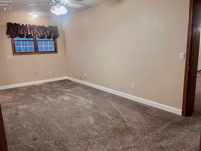 6276 County Road 33, Helena, OH 43435 - unfurnished room with dark carpet, ceiling fan, and baseboards