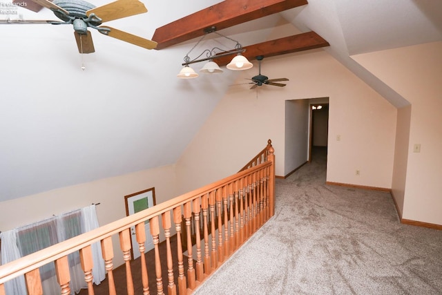 6276 County Road 33, Helena, OH 43435 - bonus room with baseboards, ceiling fan, lofted ceiling with beams, and carpet