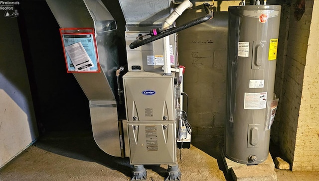 utilities with electric water heater and heating unit