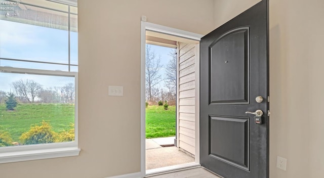 foyer entrance featuring wood finished floors