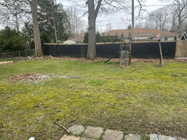 view of yard with a fenced backyard