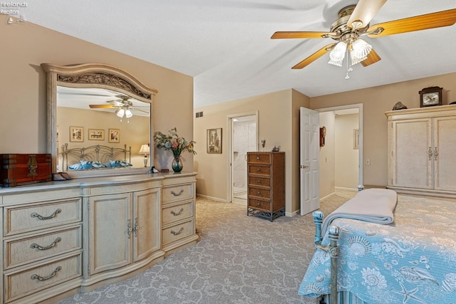526 Mariner Vlg, Huron, OH 44839 - bedroom with light carpet, visible vents, baseboards, and ceiling fan