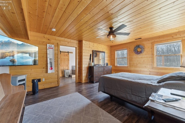 3769 Prospect Rd, New London, OH 44851 - bedroom with wood walls, wooden ceiling, and wood finished floors