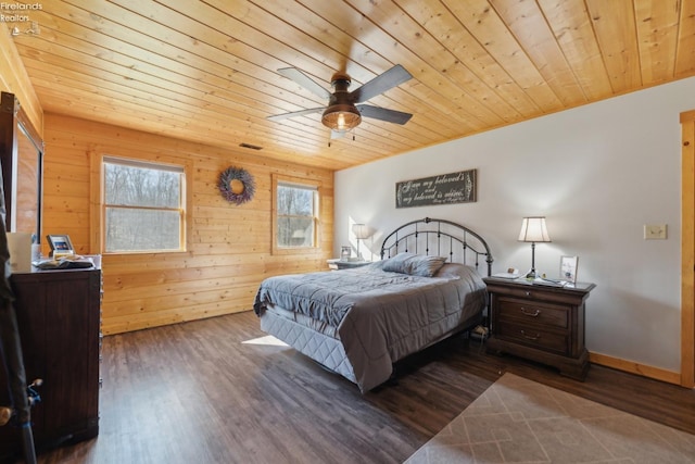 3769 Prospect Rd, New London, OH 44851 - bedroom with wooden walls, multiple windows, wood ceiling, and wood finished floors