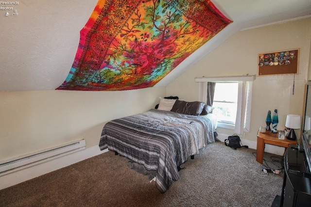 3510 Ohio St, Sandusky, OH 44870 - carpeted bedroom featuring baseboard heating and vaulted ceiling