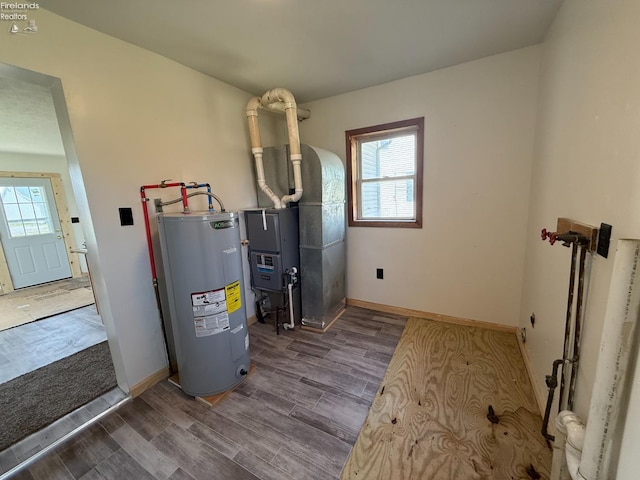 utilities with water heater and heating unit