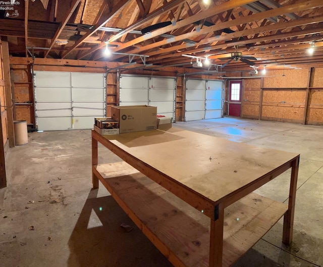 garage with a garage door opener