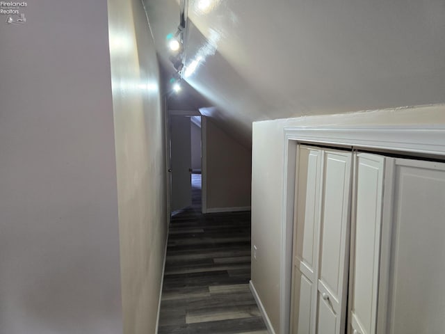430 Perry St, Sandusky, OH 44870 - corridor with baseboards, vaulted ceiling, and wood finished floors