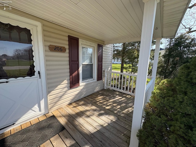 wooden deck with covered porch