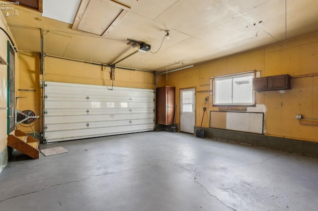 garage with a garage door opener