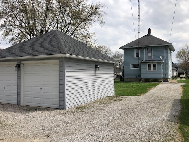 view of detached garage