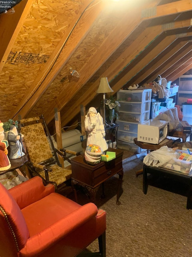 view of unfinished attic