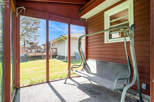 view of unfurnished sunroom