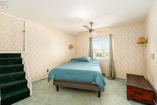 bedroom with carpet and ceiling fan