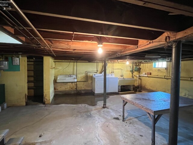 201 Gilcher Ct, Sandusky, OH 44870 - basement with separate washer and dryer and a sink