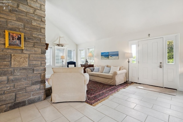 2951 N Chickadee Prt, Clinton, OH 43452 - tiled living area featuring high vaulted ceiling