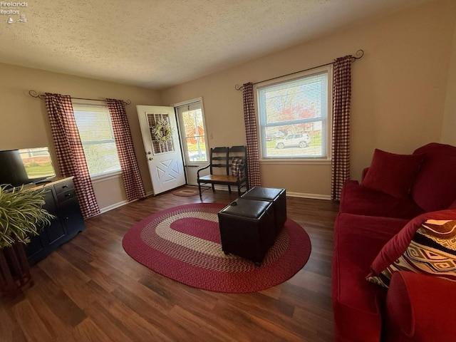120 Schiller Ave, Sandusky, OH 44870 - living room with wood finished floors, a textured ceiling, and baseboards