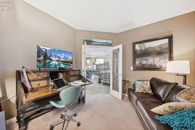 4220 Mckenna Ln, Port Clinton, OH 43452 - office with wood finished floors, visible vents, baseboards, and french doors