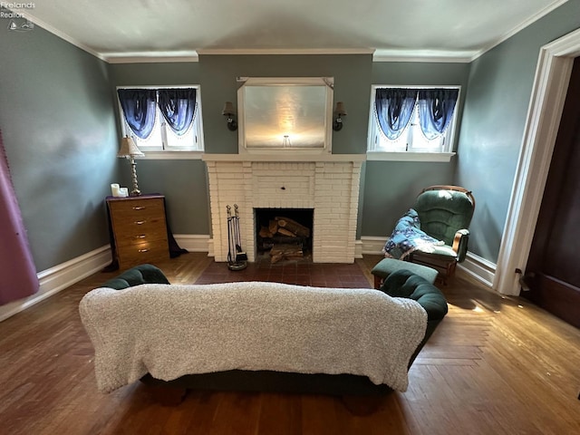 123 E Main, Norwalk, OH 44857 - interior space with baseboards, a wealth of natural light, and a brick fireplace