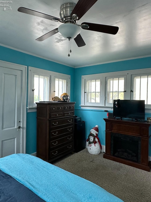 123 E Main, Norwalk, OH 44857 - bedroom with crown molding, ceiling fan, and carpet floors