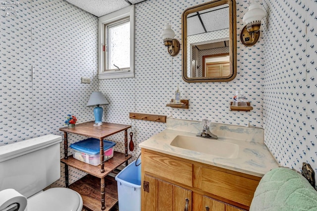 1270 Deist Rd, Middle Bass Island, OH 43446 - bathroom featuring vanity, toilet, and wallpapered walls