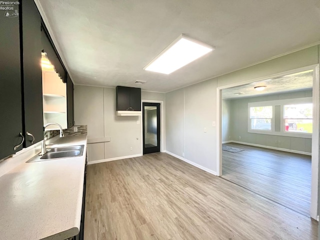 120 Mckim St, Bellevue, OH 44811 - kitchen with baseboards, light countertops, light wood-style flooring, and a sink