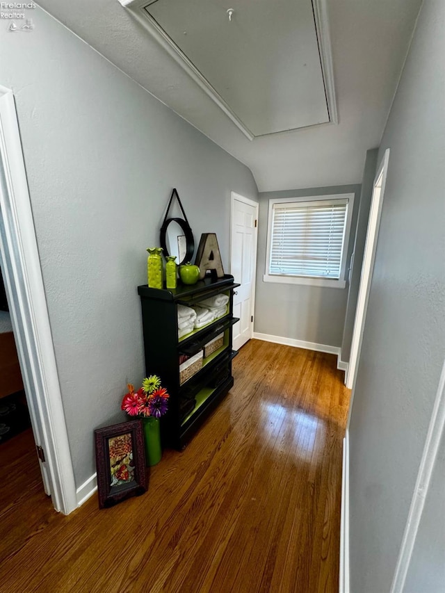 5106 Ottawa River Rd, Toledo, OH 43611 - interior space with baseboards, wood finished floors, and vaulted ceiling