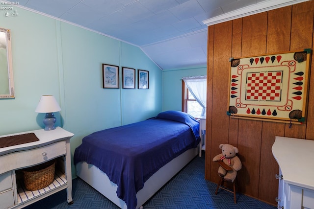 428 Cedar, Lakeside, OH 43440 - bedroom featuring vaulted ceiling and crown molding