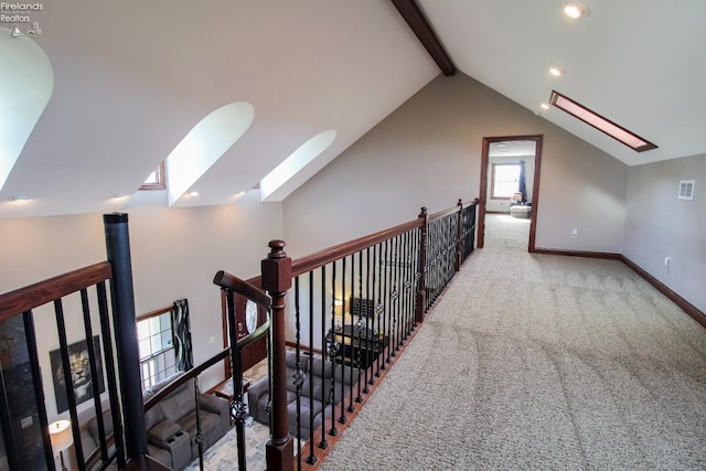 9117 W Mason Rd, Castalia, OH 44824 - additional living space featuring a skylight, carpet, baseboards, and recessed lighting