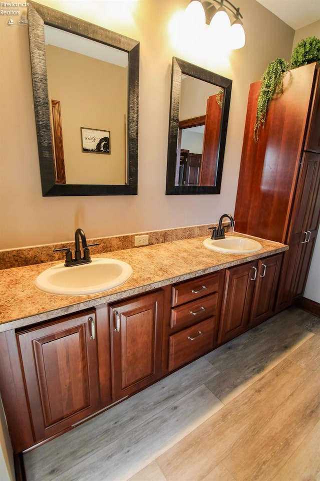 9117 W Mason Rd, Castalia, OH 44824 - bathroom with wood finished floors and double vanity